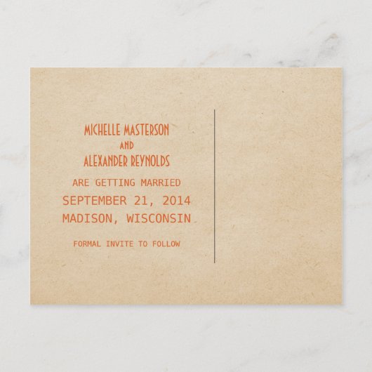 Oranje Deco Chic sparen het Briefkaart van de Datu (Achterkant)