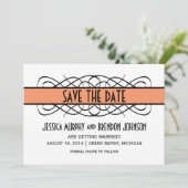 Oranje Deco Flourish Save the Date Uitnodiging (Staand voorkant)