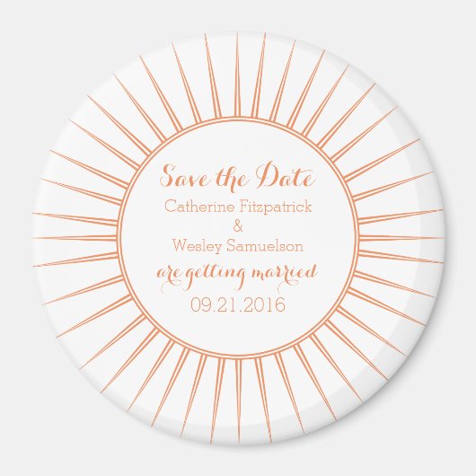 Oranje Deco Retro sparen de Magnet van de Datum (Voorkant)