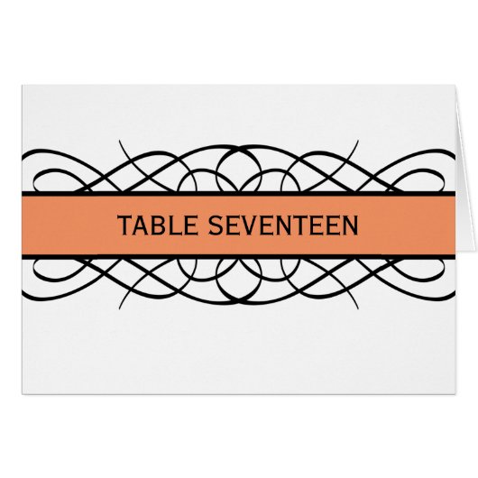Oranje deco Vlurish Table Number Kaart (Voorkant Horizontaal)