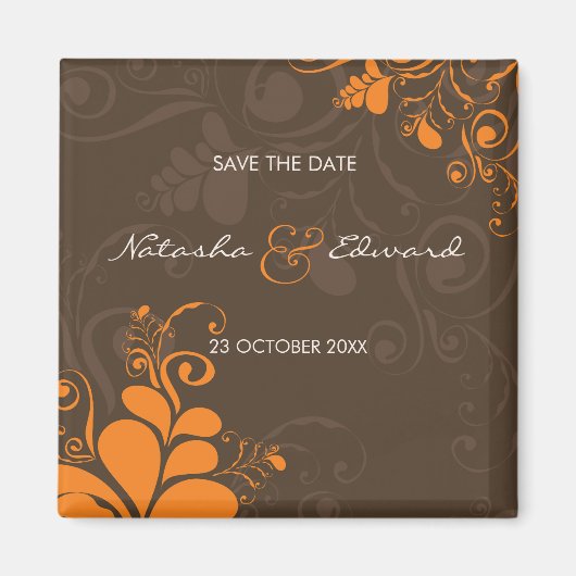 Oranje decobladeren en bloemwervelingen bewaren de magneet (Voorkant)