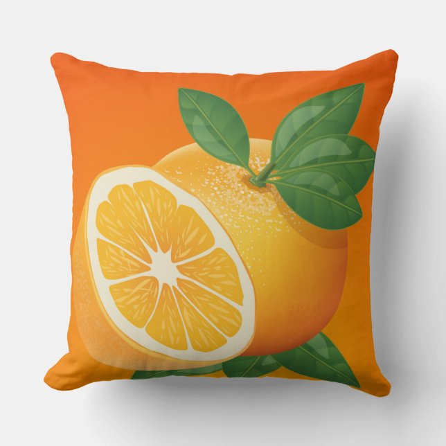 Oranje decoratief Sierkussen van citrusvruchten (Voorkant)