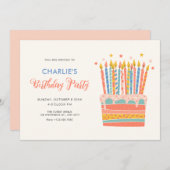 Oranje decoratieve verjaardagstaart kaart (Voorkant / Achterkant)