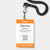 Oranje Deelnemer Badge Event Logo Lanyard Clip Ree (Voorkant met koord)
