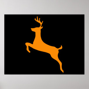 Oranje Deer Silhouette Poster
