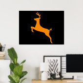 Oranje Deer Silhouette Poster (Thuiskantoor)