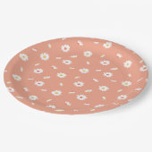 Oranje deisy-ventilatorpatroon papieren bordje (Gekanteld)