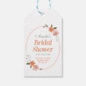 Oranje Delicate Bloemige Bruiloftsshowers Cadeaulabel (Voorkant)