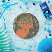 Oranje Der Head Camouflage Hunthday Papieren Bordje (Feest)