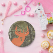 Oranje Der Head Camouflage Hunthday Papieren Bordje (Feest)