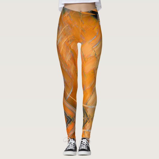 Oranje designer Leggings (Voorkant)