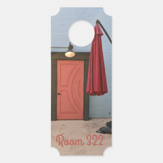 Oranje deur rode paraplu deurhanger