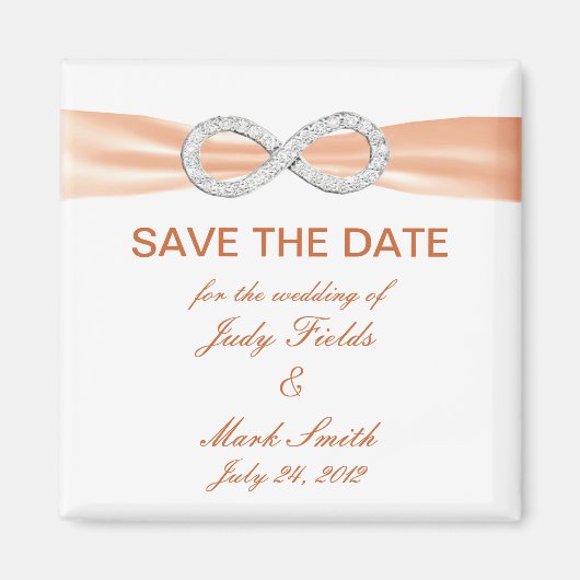 Oranje Diamant Oneindig Save The Date Magneet (Voorkant)