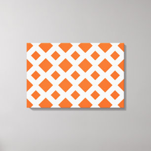 Oranje diamant op wit canvas afdruk