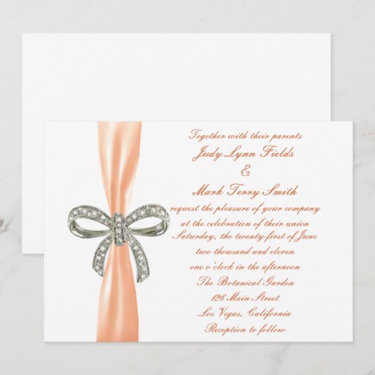 Oranje Diamanten Boog Bruiloft Uitnodiging (Voorkant / Achterkant)