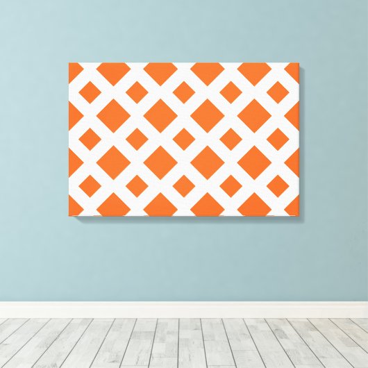 Oranje diamanten op wit canvas afdruk (Insitu (Houten vloer))
