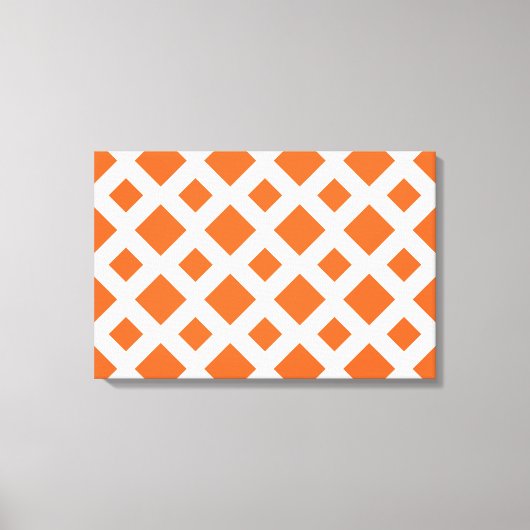 Oranje diamanten op wit canvas afdruk (Voorkant)