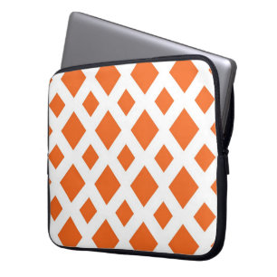 Oranje diamanten op wit laptop sleeve