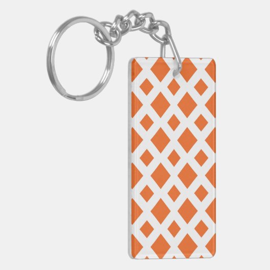 Oranje diamanten op wit sleutelhanger (Voorkant Links)