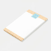 Oranje diamanten patroon en monogram post-it® notes (Schuin)