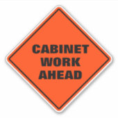 Oranje diamantgebarentenkast werkt vooruit sticker (Voorkant)