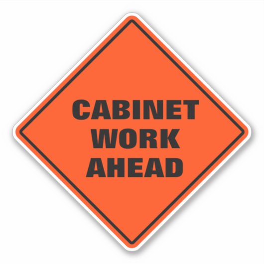 Oranje diamantgebarentenkast werkt vooruit sticker (Voorkant)