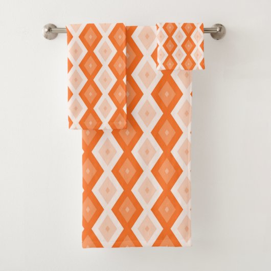 Oranje diamantpatroon bad handdoek (Insitu)