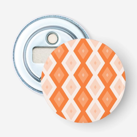 Oranje diamantpatroon button flesopener (Voorkant)