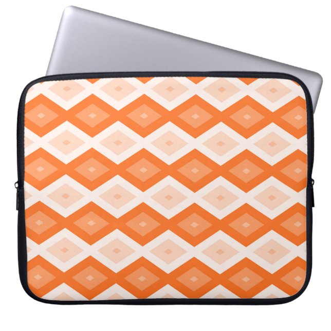 Oranje diamantpatroon laptop sleeve (Voorkant)