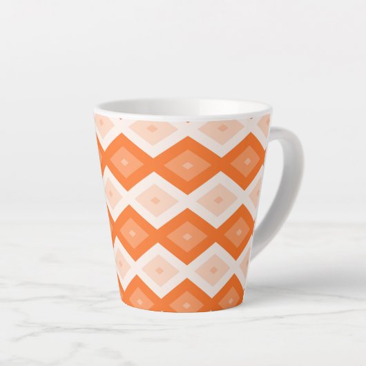 Oranje diamantpatroon latte mok (Rechterhoek)