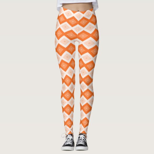 Oranje diamantpatroon leggings (Voorkant)