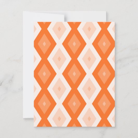 Oranje diamantpatroon RSVP kaartje (Voorkant)
