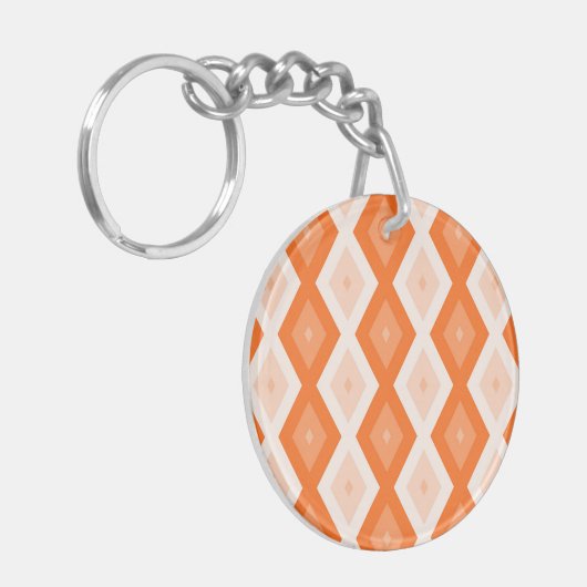 Oranje diamantpatroon sleutelhanger (Voorkant Links)