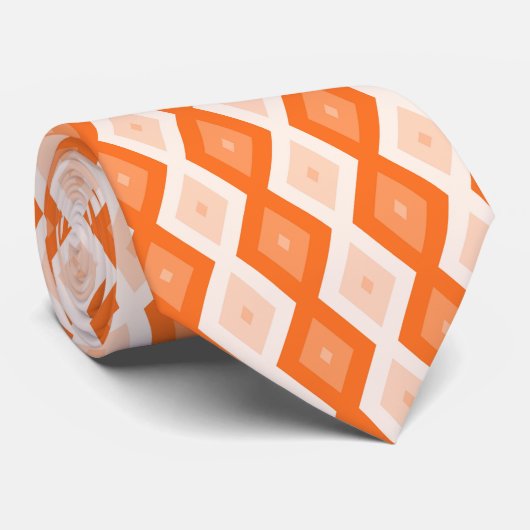 Oranje diamantpatroon stropdas (Opgerold)