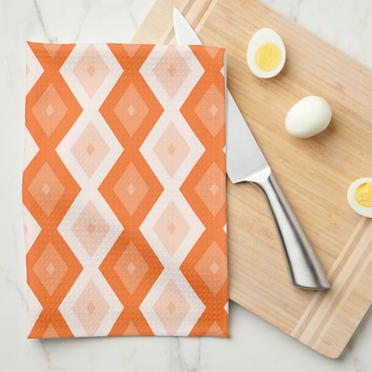 Oranje diamantpatroon theedoek (Quarter Fold)