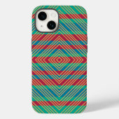 Oranje Diamond Blue Turquoise Pattern Case-Mate iPhone Case (Achterkant)