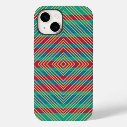 Oranje Diamond Blue Turquoise Pattern Case-Mate iPhone Case (Achterkant)