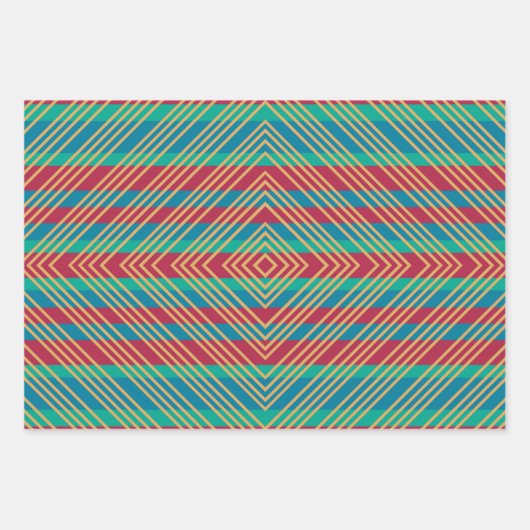 Oranje Diamond Blue Turquoise Pattern Inpakpapier Vel (Voorkant 3)