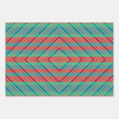 Oranje Diamond Blue Turquoise Pattern Inpakpapier Vel (Voorkant 2)