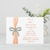 Oranje Diamond Bow Bachelorette Feestuitnodiging Kaart (Staand voorkant)