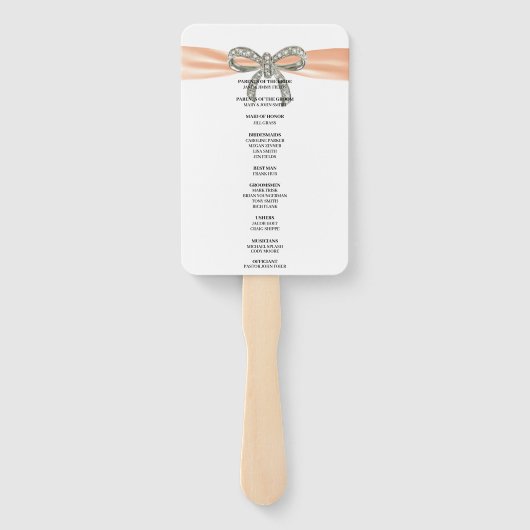 Oranje Diamond Bow Trouwprogramma Handwaaier (Achterkant)