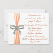 Oranje Diamond Bow Wedding Rehearsal Dinner Invite Kaart (Voorkant)