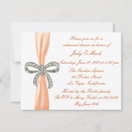 Oranje Diamond Bow Wedding Rehearsal Dinner Invite Kaart