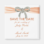Oranje Diamond Bow Wedding Save the Date Magnet (Voorkant)