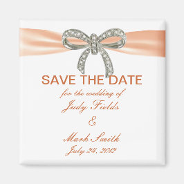 Oranje Diamond Bow Wedding Save the Date Magnet