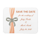 Oranje Diamond Bow Wedding Save the Date Magnet Magneet (Horizontaal)
