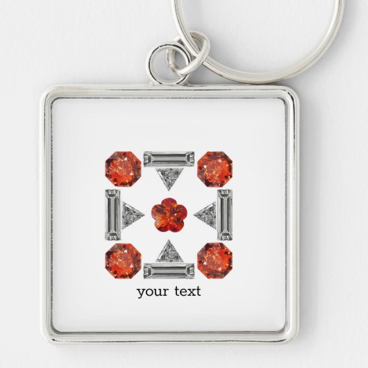 Oranje Diamond Gemstone Art, Oranje Sleutelhanger (Voorkant)