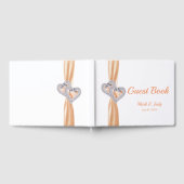 Oranje Diamond Hearts Bruiloft Gastenboek (Volledig)
