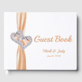 Oranje Diamond Hearts Bruiloft Gastenboek