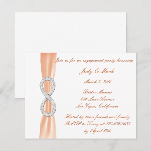 Oranje Diamond Infinity Engagement Party Kaart (Voorkant / Achterkant)